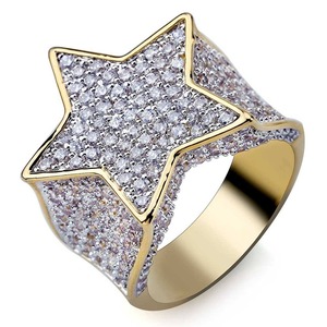 Anillos de Oro Vintage de Alta Calidad al por Mayor, Unisex, Estilo Hip Hop, con Incrustaciones de Circonitas, Diseño de Pentáculo de Cinco Estrellas, Moda Casual - Product Image 2