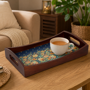 Elegante Bandeja de Servir de Madera con Diseño Botánico |   Bandeja Rectangular Decorativa para Té, Café y Aperitivos, para Mesa de Comedor, Decoración del Hogar y Regalos - Product Image 3
