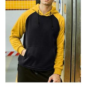 Sweat à capuche oversize en coton mélangé pour homme, tissu French Terry, manches raglan, couleur unie, pull décontracté d'automne - Product Image 5