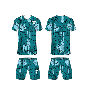 Custom Sublimated Blue Geometric Soccer Jersey Set for <b>Men</b> V-Neck Short Sleeve Quick Dry Athletic Fit - Product Image 5