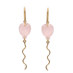 Pendientes de cristal en forma de globo de cuarzo rosa y circonita, plata de ley 925, chapados en oro, para regalo de joyería para ella. - Product Image 3