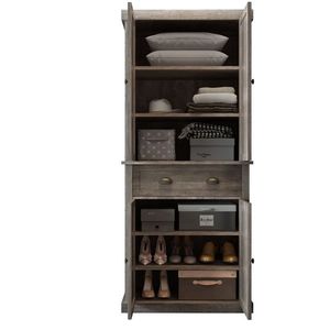 Armadio Vintage in Legno Grigio con 4 Ante e 1 Cassetto per Casa, Ufficio, Camera da Letto, Magazzino e Hotel - Product Image 2