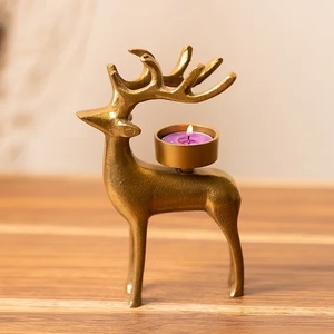 Small Size Aluminum Deer Candle Holder with T Light Holder Christmas Decorative Gold Plated Candle <b>Stand</b> for Wedding Gifts - Product Image 3