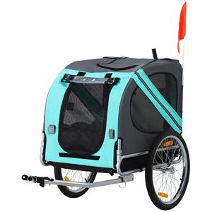 Rimorchio per Bicicletta Blu/Grigio con Ruote Grandi, 3 Ingressi e Rete per Viaggi Fuoristrada, Carrello Trasportino per Animali - Product Image 1