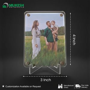 Mini Tabletop Modern UV Printed <b>Acrylic</b> Magnetic <b>Photo</b> <b>Frame</b> with Stand 3 X 4 Inch - Product Image 3