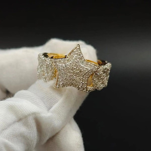 Anillo de Hip Hop con Eslabones Cubanos y Estrellas con Incrustaciones de Rodio, Plata de Ley 925, Regalos de Compromiso y Aniversario, Anillo para Fiestas - Product Image 1