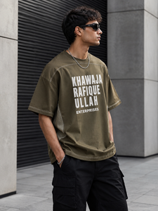 Khawaja Rafique Ullah Enterprises Men's Oversized <b>Long</b> Knitted <b>Black</b> <b>T</b>-<b>Shirt</b> Contrast Trim Street Style Short <b>Sleeve</b> O-Neck 100% - Product Image 5