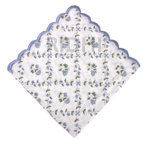 Floral Baby Blue Cotton Embroidery Napkins Hand Block Print Reusable Dinner <b>Table</b> Linen Bulk Wholesale for <b>Kitchen</b> Party Hotel - Product Image 4