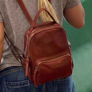 Proveedor mayorista de mochilas de cuero genuino personalizadas OEM, mochilas pequeñas de cuero auténtico vintage para mujer LSBP-0048 - Product Image 6