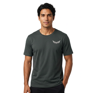 T-shirt en jersey de coton 100% pour homme, noir, manches courtes, uni, tricoté, coupe ample, col rond, décontracté - Product Image 2