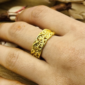 Anillo de filigrana de diseño único, estilo bohemio, de latón para mujer, chapado en oro de 18k, joyería celta entrelazada, para venta al por mayor/OEM/ODM - Product Image 1