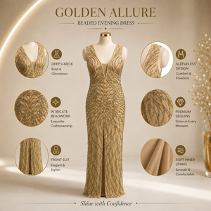 Luxury Champagne Gold Beaded Modern Embroidery Evening Gown Women Strapless <b>Sequin</b> Floor-Length Dress Elegant Formal Party - Product Image 5