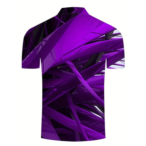 Camiseta de Golf para Hombre, Corte Ajustado, Estampada, Transpirable, de Secado Rápido, Manga Corta, Poliéster/Rayón, Tejido de Punto, Absorbe la Humedad - Product Image 4