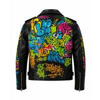 Blouson de moto en cuir pour homme style universitaire, imprimé flamme, décorations rivets, fermeture éclair, col montant, coupe-vent à capuche pour l'automne