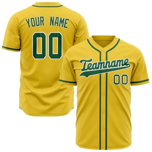 Camiseta de Béisbol Personalizada para Hombre, Amarillo Verde, Nombre del Equipo 00, Impresión Serigrafiada, Absorbe la Humedad, Manga Corta, Corte Regular - Product Image 1