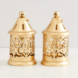 Goloden Stylish Durable Lightweight Polished Finish Christmas Home Centre Raga-Manthan Round Iron Hanging <b>Lantern</b> Set 2 Pieces - Product Image 5