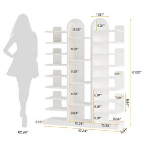ชั้นวางรองเท้าไม้แบบอิสระพร้อมชั้นวางของแบบเปิดและขาตั้ง - Product Image 6