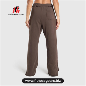 JUST FITNESS GEARS Pantalon large pour femme, taille haute, coupe ample, longueur intégrale, couleur unie, décontracté, en coton, style automne - Product Image 3