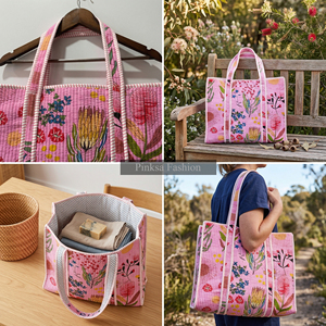 Bolso Tote de Pana Hecho a Mano de Pinks Fashion, con Cierre de Cremallera, Bordado con Patrón Floral, Estilo Bohemio, Abierto por Arriba, para Compras, Grande, para Mujer - Product Image 6