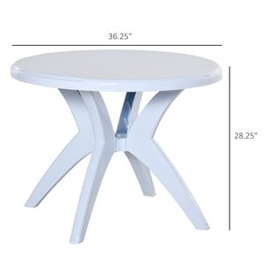 Tavolo Bistrot Rotondo Bianco da Esterno con Foro per Ombrellone per Patio, Giardino o Cortile - Product Image 3