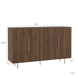 Aparador Moderno de Madera con Estantes Ajustables, Gran Buffet y Consola Decorativa con Diseño Acanalado - Product Image 6