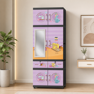 Armoire/Garde-robe Naiba Fit Pro en plastique avec portes à panneaux plats, miroir et tiroir pour le rangement des vêtements et de la chambre - Product Image 1