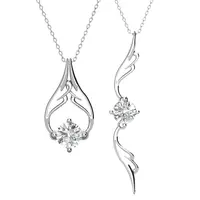 Sterling Zilver 925 Koreaanse Mode-sieraden 1 Carat Gra Moissanite Diamond Engelenvleugels Hanger Vrouwen Ketting Destiny Sieraden