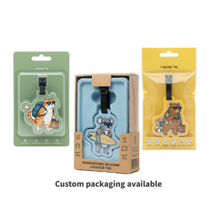 Bespoke Soft Creative Animal Print Personalized <b>Stitched</b> Design Silicone Rubber PVC Travel Tags for Travel Bags - Product Image 5
