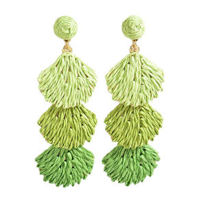 Pendientes de Estilo Bohemio para Mujer, Chapados en Oro, con Borlas Multicapa, Conchas y Rafia, Hechos a Mano, Geométricos, para Fiestas - Product Image 4