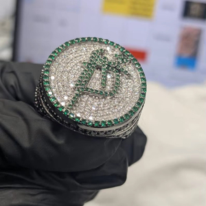 Bague de championnat personnalisée en moissanite ronde, en argent 925 original, pour homme, style Iced Out, bijou de déclaration, charme hip-hop pour soirée - Product Image 1