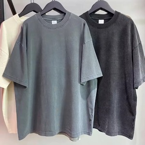 T-shirt décontracté pour homme, coupe ample, couleur unie, manches courtes, col rond, 100% coton, tricoté, teinture unie - Product Image 5
