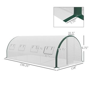 20X10 'X 6.6' Tunnel bianco Walk-In serra 8 Mesh finestre e 2 porte incernierate casa pianta calda per giardini - Product Image 2