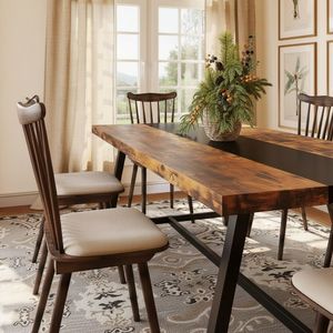 Rectangular Dining <b>Table</b>, Industrial Style Wood Top with Strong Metal Frame for Home Kitchen and Restaurant, OEM Manufacturer - Product Image 5