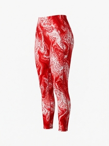 Leggings de Yoga Estampados en Rojo y Blanco, Cintura Alta, Compresión, Control de Abdomen, Sin Costuras, Secado Rápido, para Gimnasio, Pilates, Running - Product Image 2