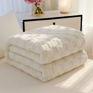 Super King Size Flannel Fleece Blanket Thick Double Sided Soft Warm Checkerboard <b>Throw</b> Blanket for Bed Sofa Wholesale OEM ODM - Product Image 1