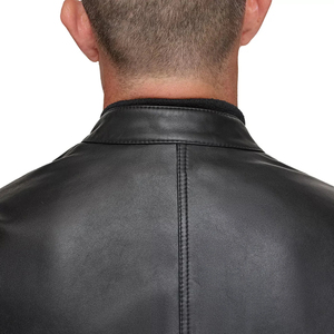 2026 Men's Professional Customized Logo Printing Canvas <b>Leather</b> <b>Jacket</b> High Quality Light Weight Breathable Stand Front Design - Product Image 5