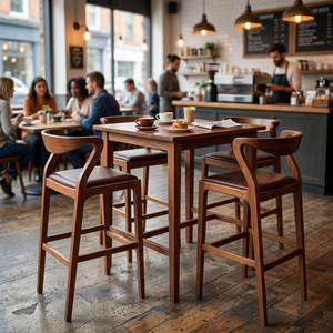 Export Quality Durable Teak Wood Contemporary Aero Sculptural Commercial Barstool Bar Chair <b>Cushioned</b> Oscar Seat Cafe Counter - Product Image 4