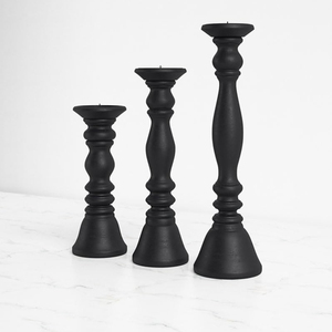 Bajo MOQ Proveedor Venta al por mayor Portavelas de madera hecho a mano Juego de 3 Diseño de madera de mango Ideal para decoración y estilo de hogar o evento - Product Image 4