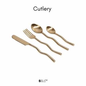 Ensemble de Couverts de Mariage Luxe Léger en Acier Inoxydable – Fourchettes, Couteaux, Cuillères – Service de Table Doré en Acier Inoxydable - Product Image 5