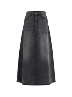 Jupe longue décontractée d'été en jean délavé pour femme, grande taille, avec logo, motif patchwork à la taille, et crop top formel, conception personnalisée OEM/ODM