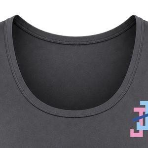 Women's Charcoal Gray Workout Tank with JJ Logo Embroidery Crew Neck Athletic Fitness Shirt for Women Gym Training Apparel - Product Image 2