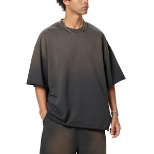 Men's 300g Heavyweight 100% Cotton Jersey <b>T</b>-Shirt Vintage Style Silk Screen Stone Wash Oversized Short Sleeve Europe America - Product Image 4