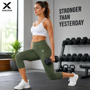 X Sports City Women's High Waist Calf-Length Yoga Pants <b>With</b> <b>Pockets</b> Breathable Knitted Spandex Polyester Sporty Fitness Wear - Product Image 3
