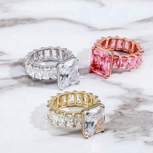925 Sterling Silver High Quality Silver Plated <b>Fine</b> <b>Rings</b> VVS Moissanite Diamond <b>Ring</b> Radiant Cut Diamond <b>Ring</b> for Unisex - Product Image 2