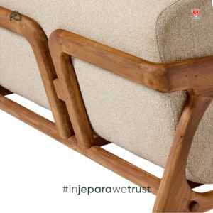 Canapé en teck minimaliste durable de luxe, tissu bouclé, 2 places, pour l'extérieur, patio, salon, meubles Jepara Indonésie - Product Image 5