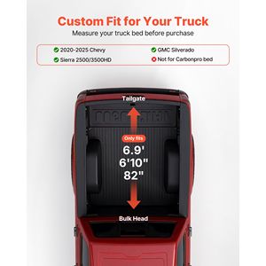 Copertura morbida avvolgibile per cassone compatibile con Chevy Silverado/GMC Sierra 2500 3500 HD 2020-2025, per cassone da 6.9 ft (6 ft 10 in) F-250 Pao - Product Image 2