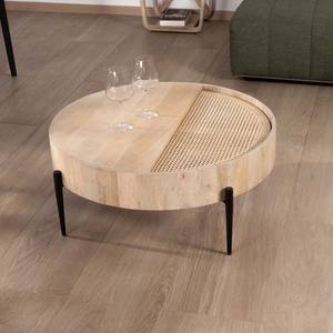 Table basse ronde Vandana Golden Core avec plateau pivotant en rotin Loopie diamètre 80 cm - Product Image 3