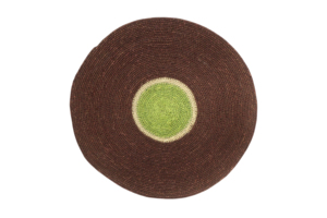 Set de table rond en rotin tressé à la main, style bohème, motif géométrique, marron et vert, pour usage domestique, lavable - Product Image 6