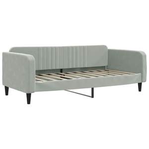 Lit de repos rembourré en velours gris clair 39,4"x74,8" avec matelas gigogne 39,4"x74,8" - Product Image 6