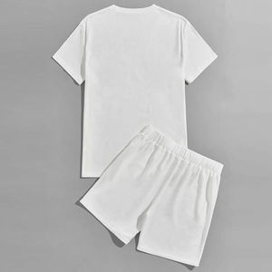 Nuevo Conjunto de Pantalones Cortos Casuales para Hombre FANTASY WEARS, Camiseta de Manga Corta, Diseño Deportivo Sólido, Transpirable, 100% Algodón, Conjunto de 2 Piezas - Product Image 2